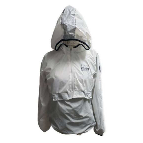 Victoria Secret PINK White / Gray Hooded Windbreaker Jacket Kangaroo Pocket - Picture 6 of 12